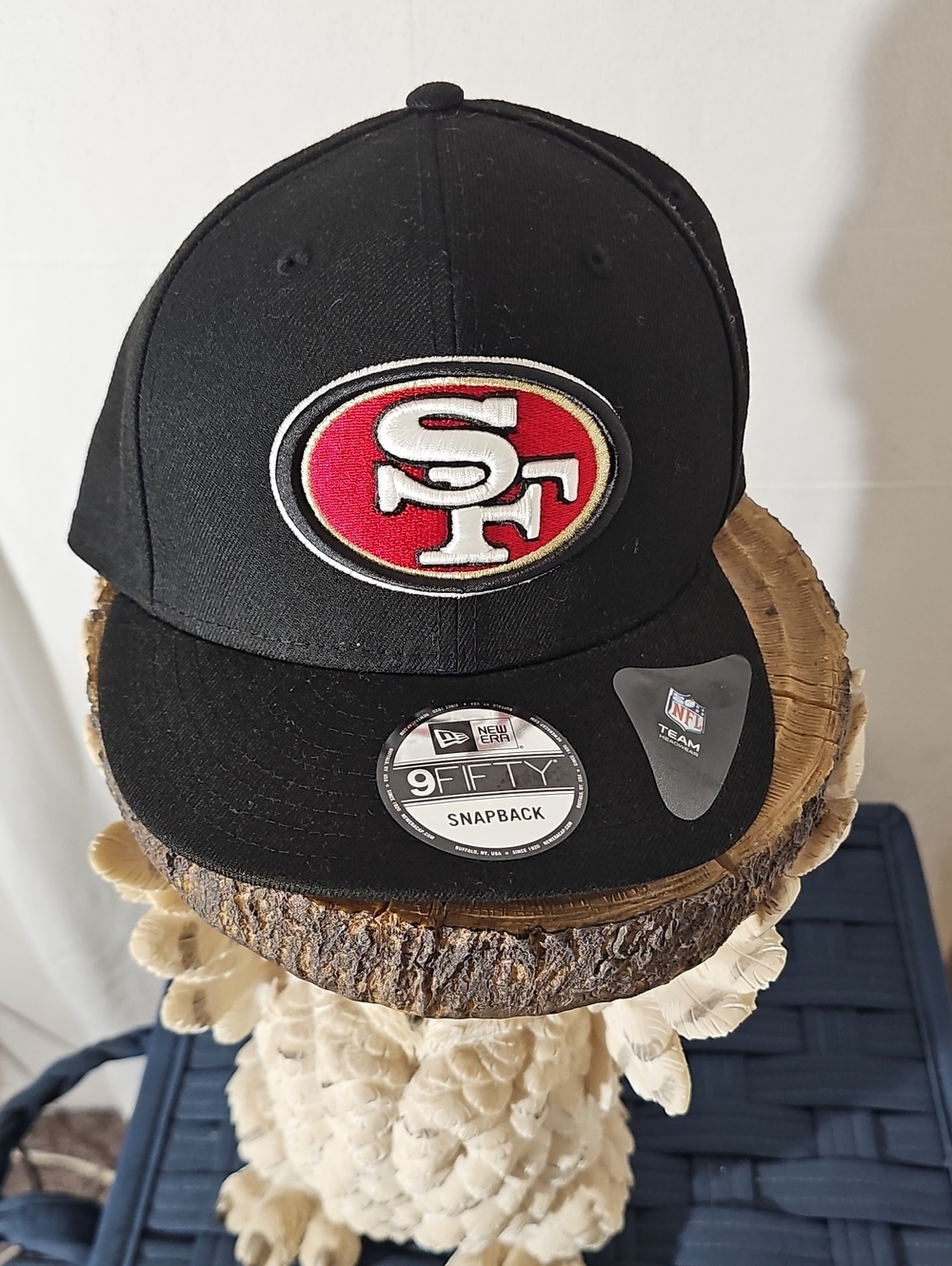 New Era Black San Francisco 49ers Snapback Hat with Red & White Logo